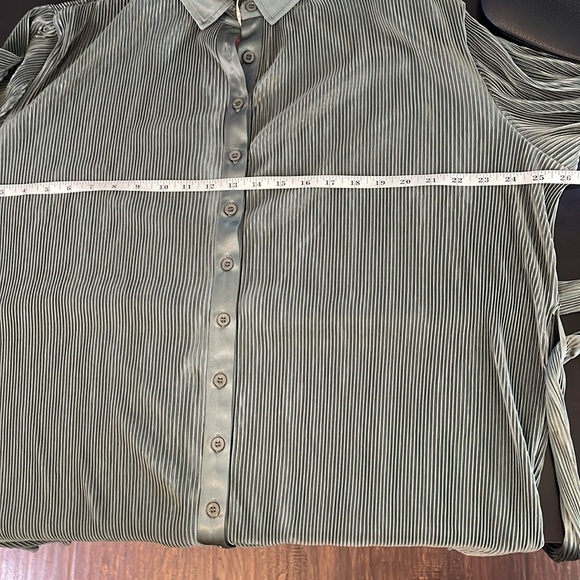 Mable Olive Branch Plisse Pleated Mini Shirt Belted Shirt Dress Size Medium NWT - Picture 10 of 15